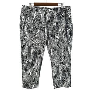 NEW NWT Chicos Platinum Denim Sz XL 3 Crop Black White Pants Crocodile Mature